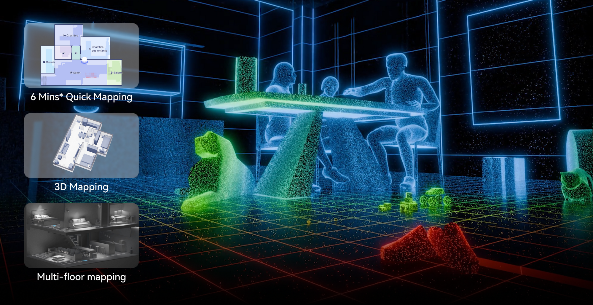Narwal Freo Z10 Ultra robot vacuum and mop generating quick 3D home mapping with multi-floor detection and room visualization.