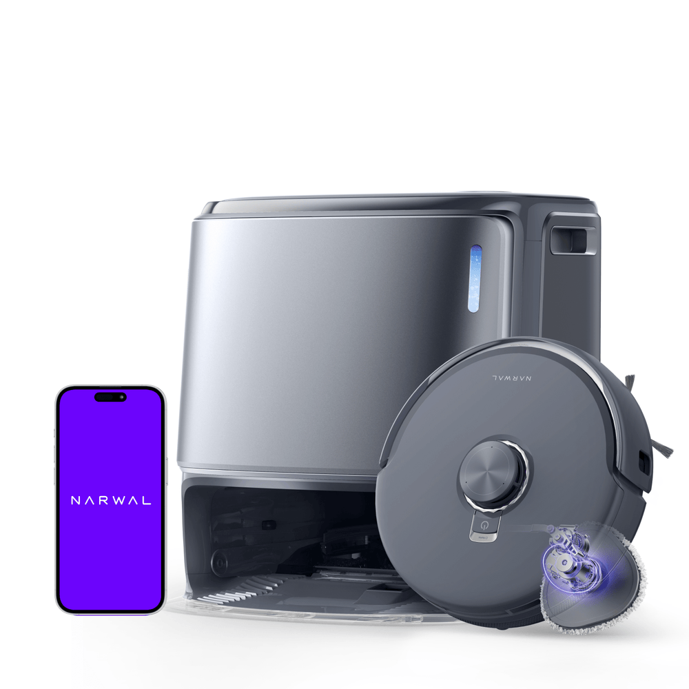 Narwal Freo Z10 Ultra robot vacuum and mop with base station and mobile app for smart cleaning control and automated maintenance.