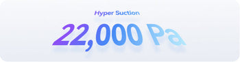 Text 'Hyper Suction 22,000 Pa' on a light blue background